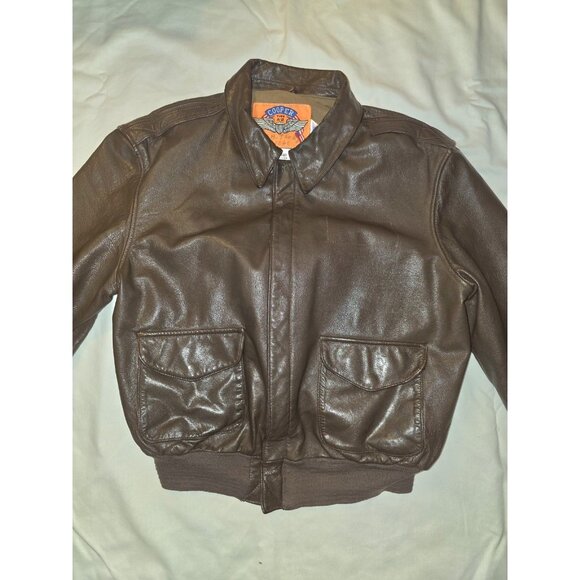 VTG Cooper A-2  US Air Force Bomber Leather Goatskin Jacket size 44R Brown EUC - Picture 2 of 11